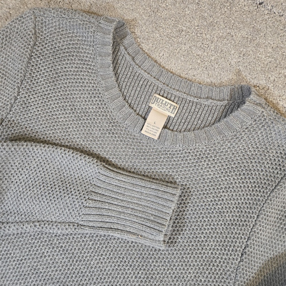 Duluth Trading Men's Gray Cable‎ Knit Sweater Cotton Blend Large